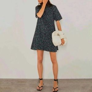 Zara Women’s Micro Floral Print Mini Button Up Shirt Dress Size XS X-Small